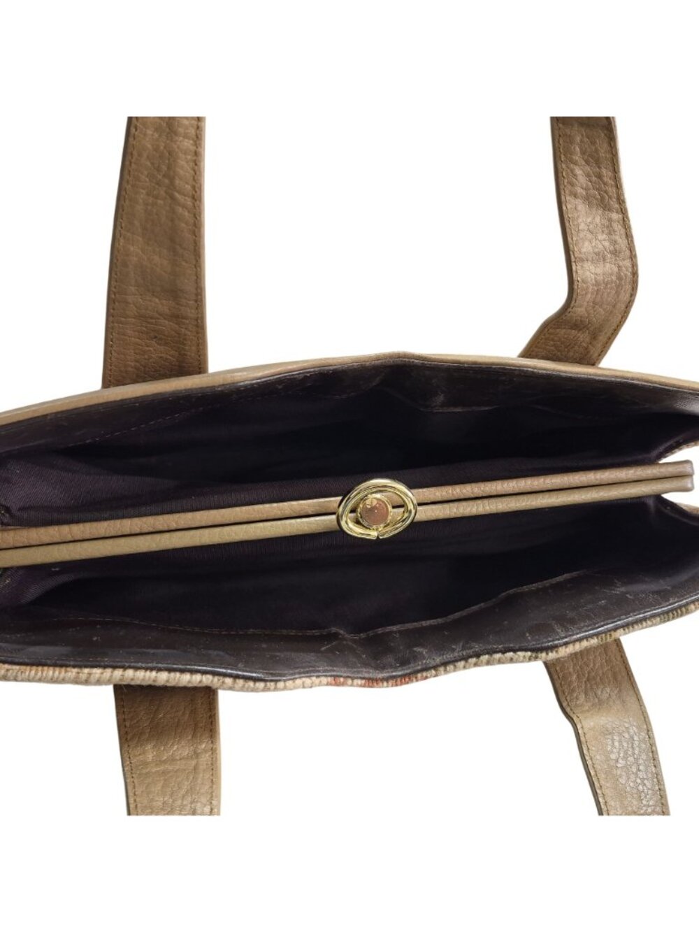 Vintage Rolfs Floral Tapestry & Faux Leather Handbag With Gold-Tone Accents - Picture 9 of 11